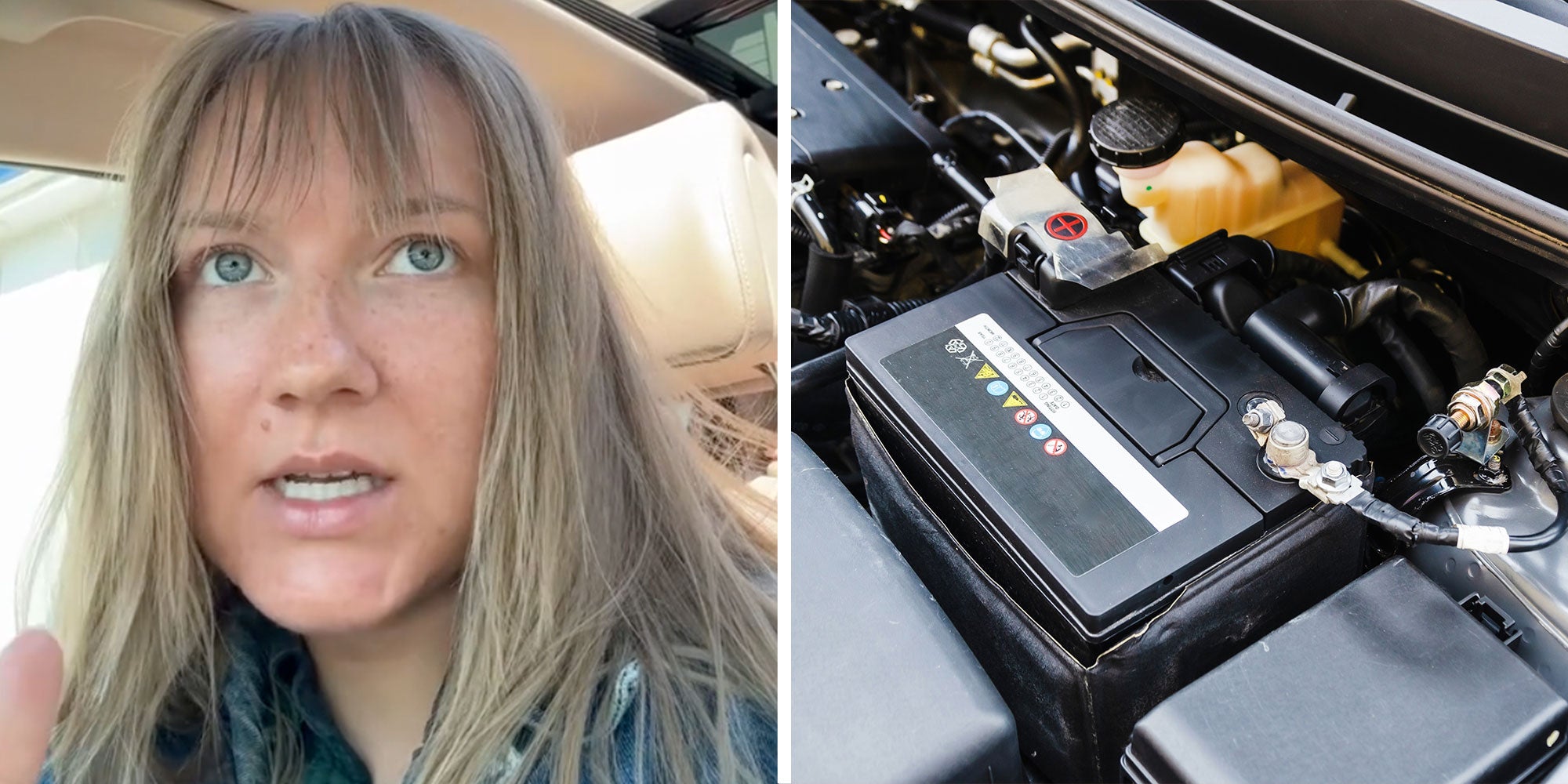 Screenshot of Tiktok user @jgrizzyyy; Photo of a car battery