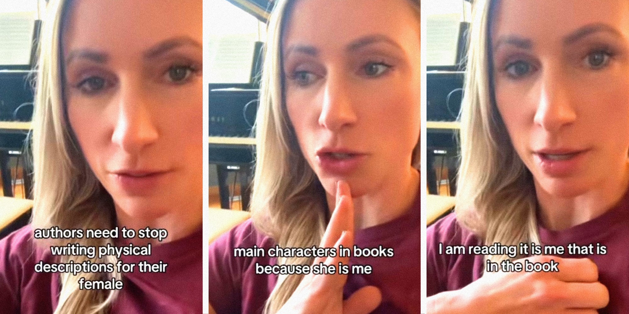 3 panel image of a person explaining.