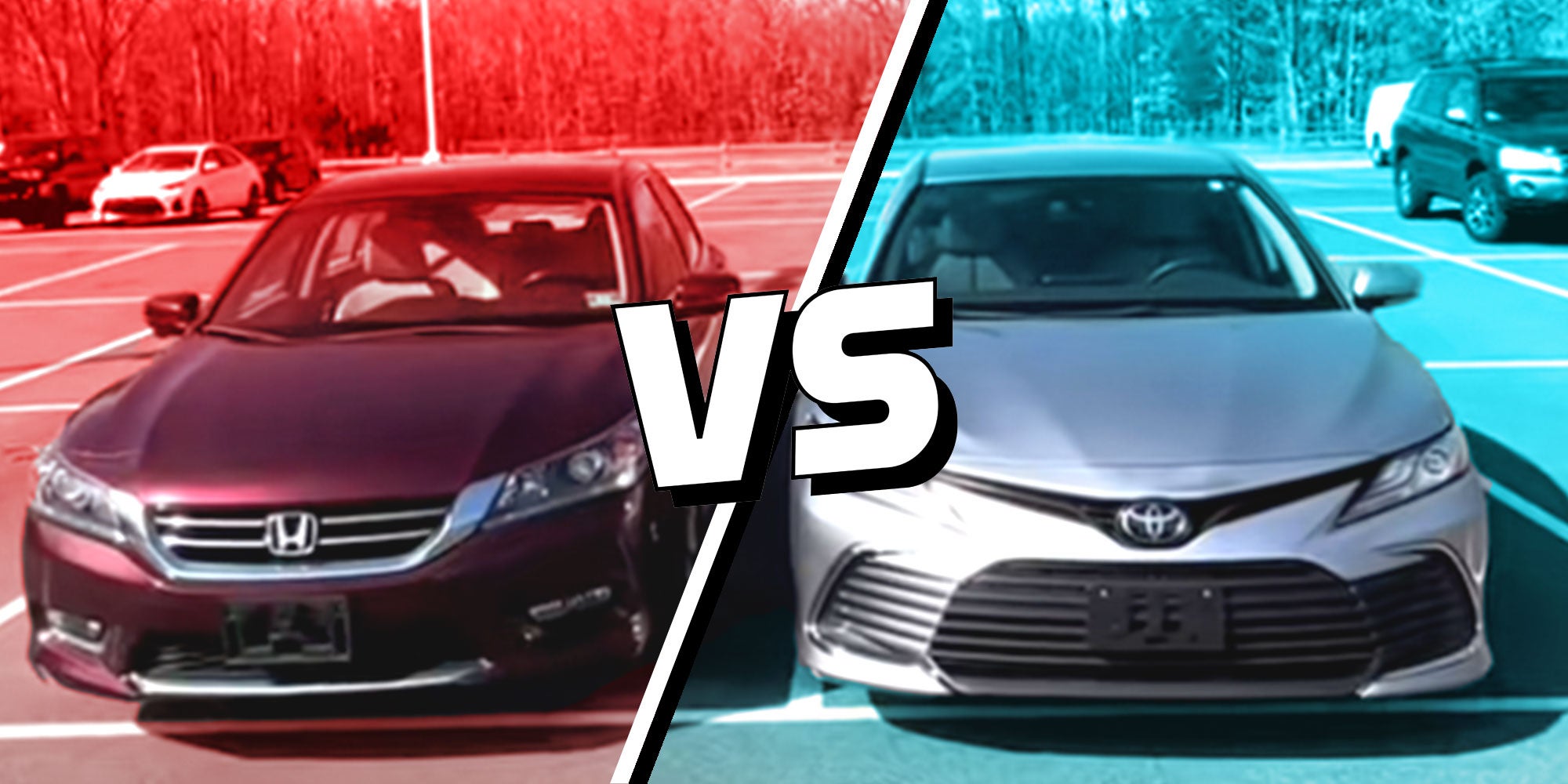 Screenshot from @rudycars2 of a Honda Accord and a Toyota camry split by a VS sign.