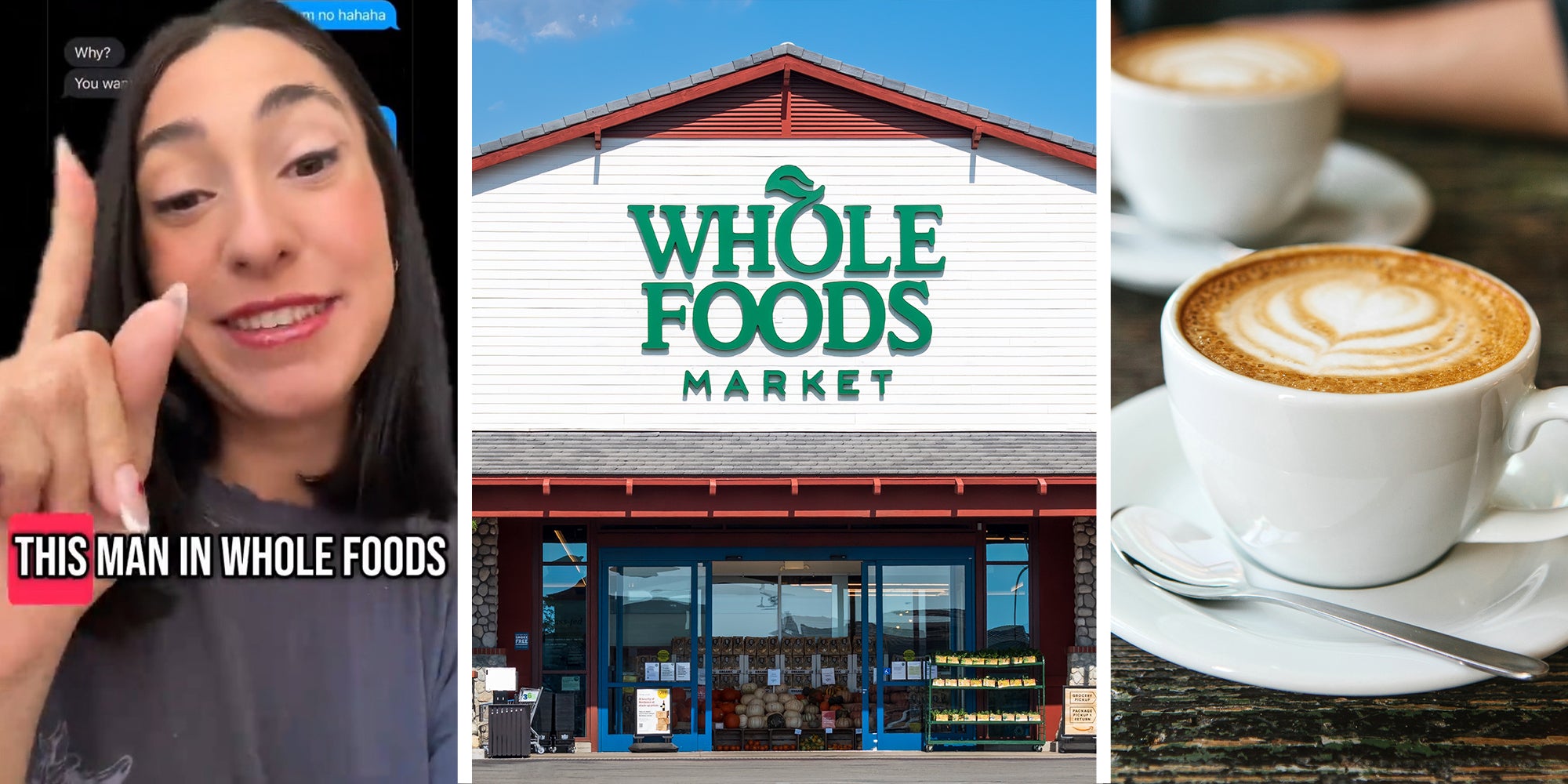 woman shares what happened to her at whole foods market(l) cup of coffee on table(r)