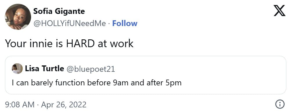 'Your innie is HARD at work'