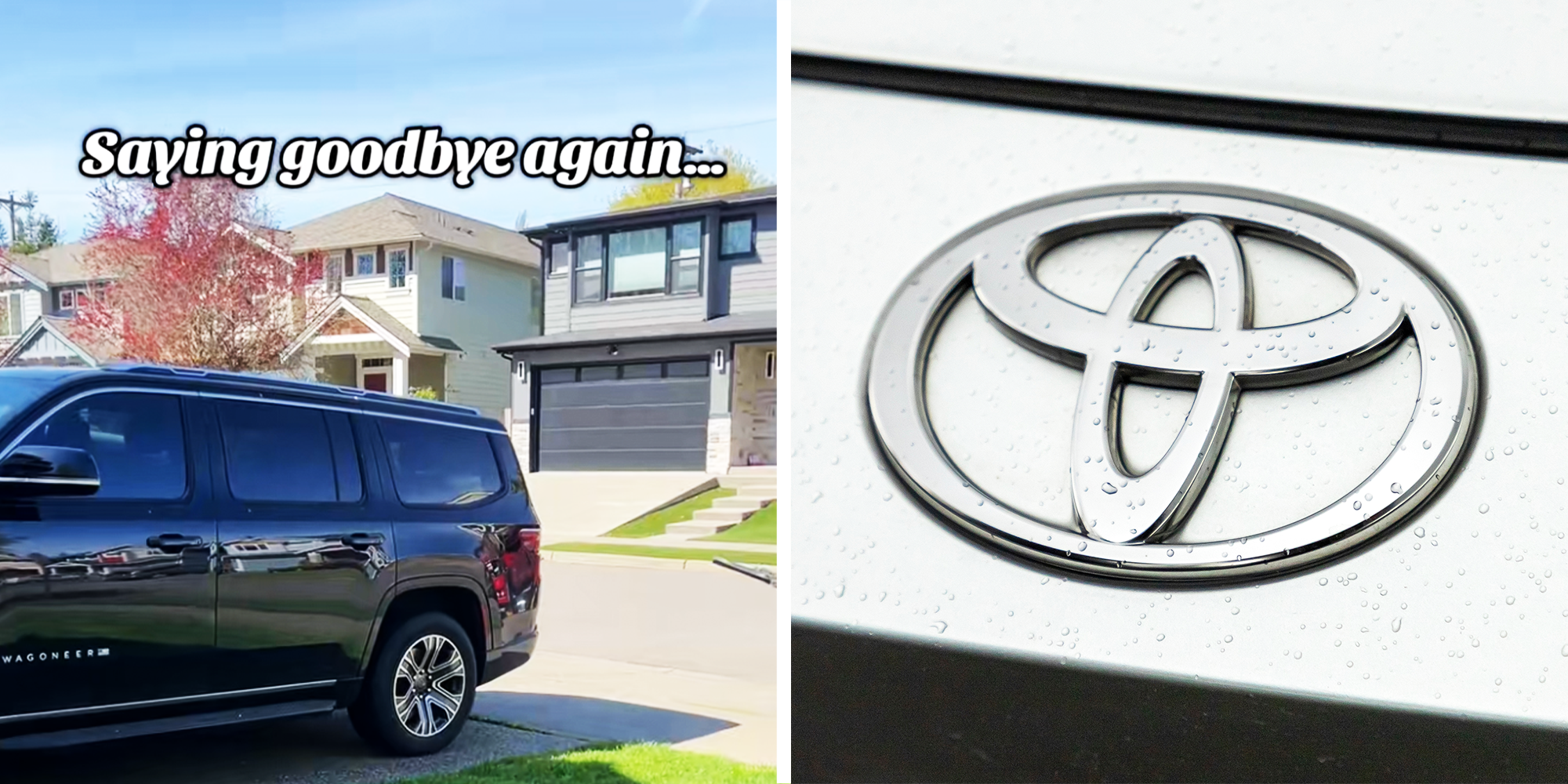 car parked in the Suburban Neighborhood, and a Toyota Logo.