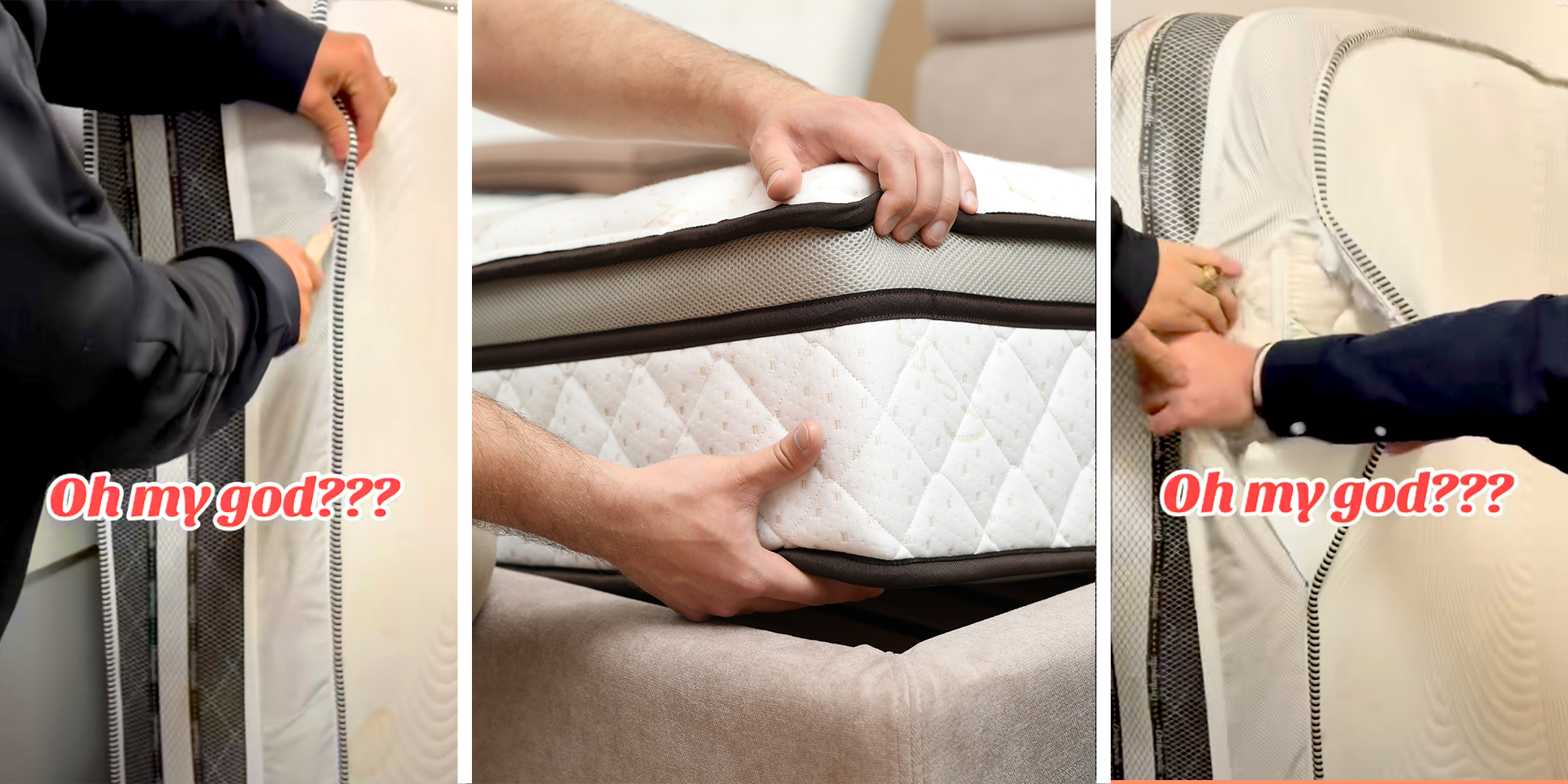 Women shocked after buying mattress she bought at price buster, when ripping the mattress shocked again as she found a used mattress