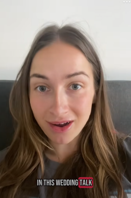 Screenshot of a TikTok video discussing gen z dry weddings