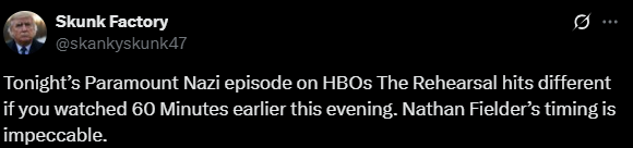 Screenshot from X post related to nathan fielder nazis