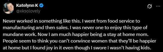 Screenshot from an X post discussing women fought for cubicles