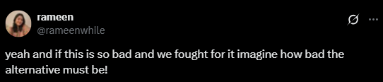 Screenshot from an X post discussing women fought for cubicles