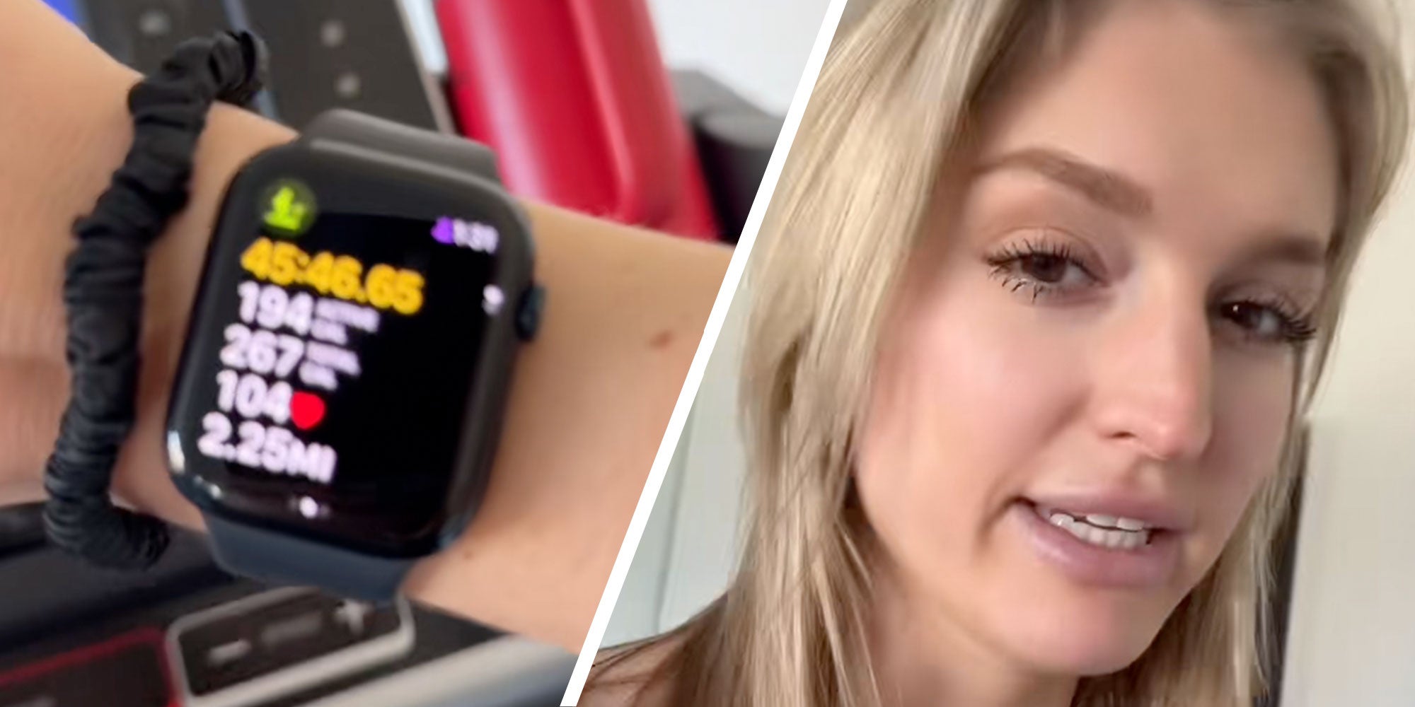 Screenshot from Tiktok user @chloerrusso of her Apple Watch; Screenshot of Tiktok user @chloerrusso.