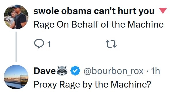 Tweet reading 'Rage On Behalf of the Machine'