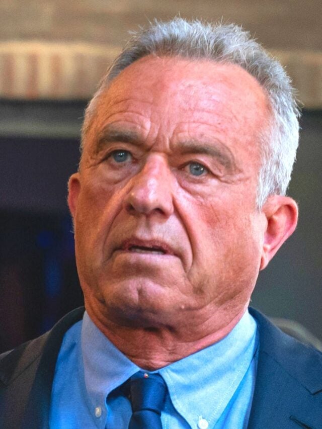 Three panel image with RFK in center and two comedians on either side.