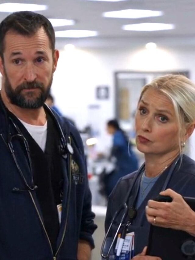 Screenshot of a tweet and a scene from the TV show the Pitt.