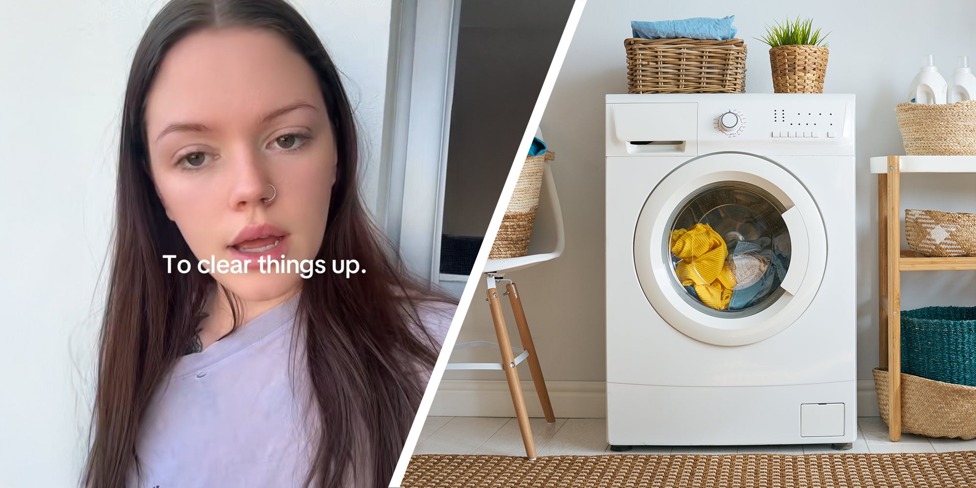 woman shares why not to have a dryer at home(l) Dryer in use(r)