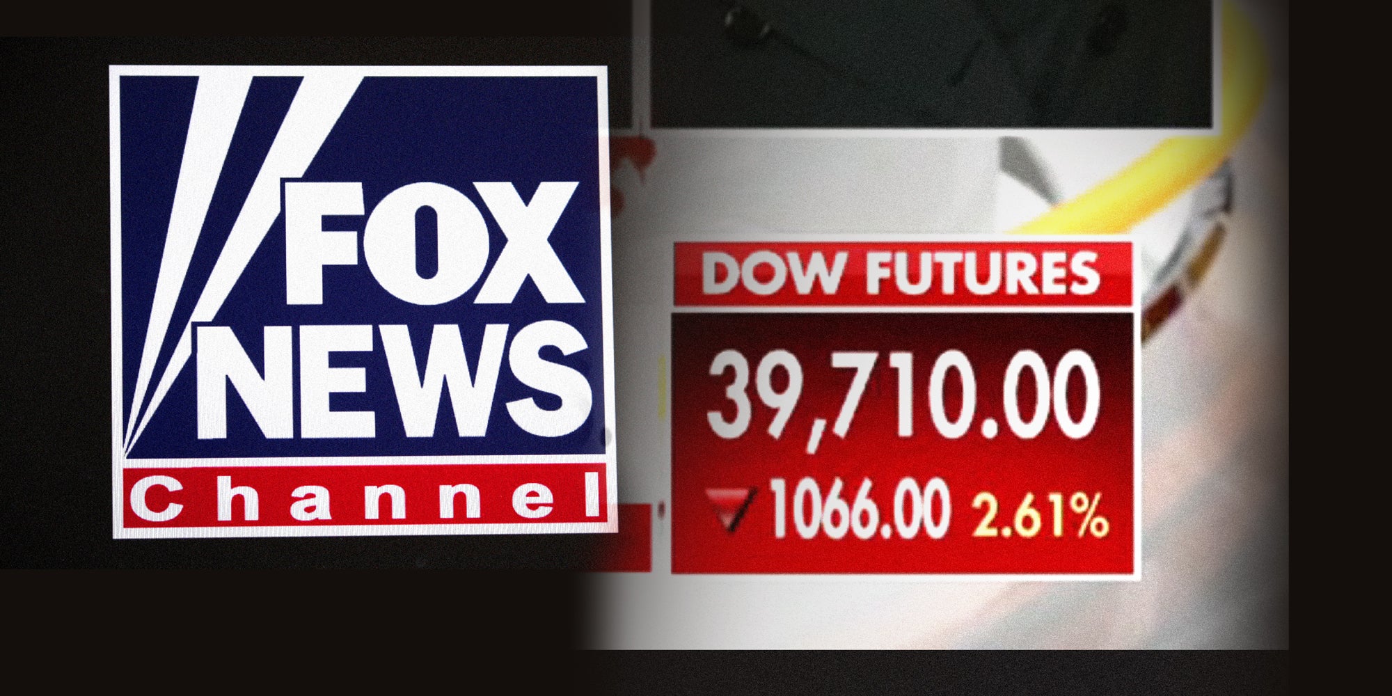 photo collage of the FOX News logo and their stock ticker.