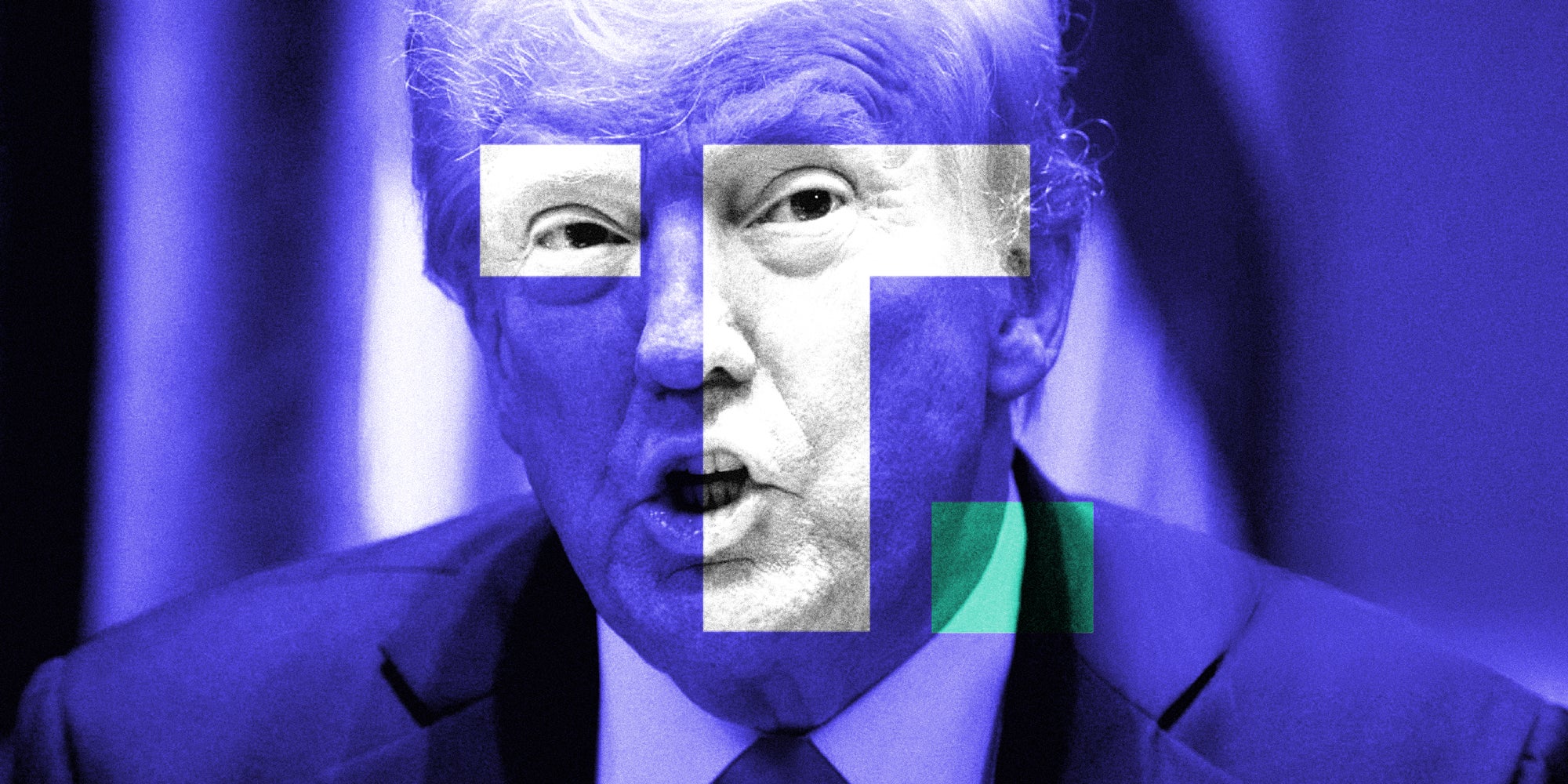 photo collage of Donald Trump and the Truth Soclal logo.