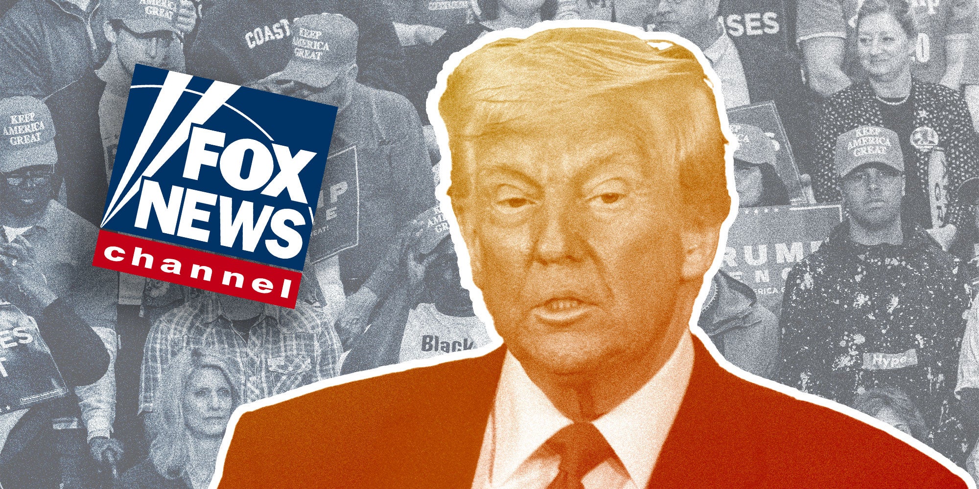 Collage of Trump, Maga, Fox News