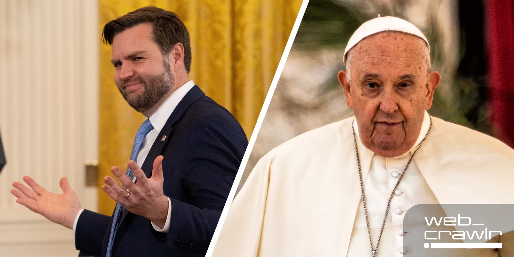 JD Vance and Pope Francis. The Daily Dot newsletter web_crawlr logo is in the bottom right corner.