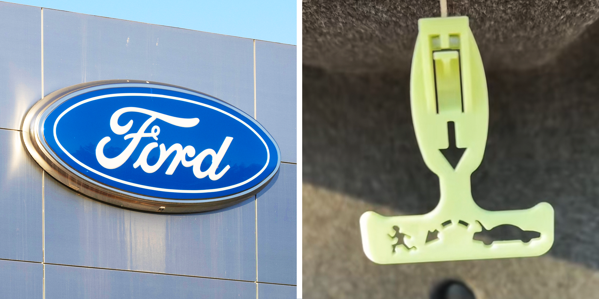 2 Panel Image of For logo and diagram of car trunk opener