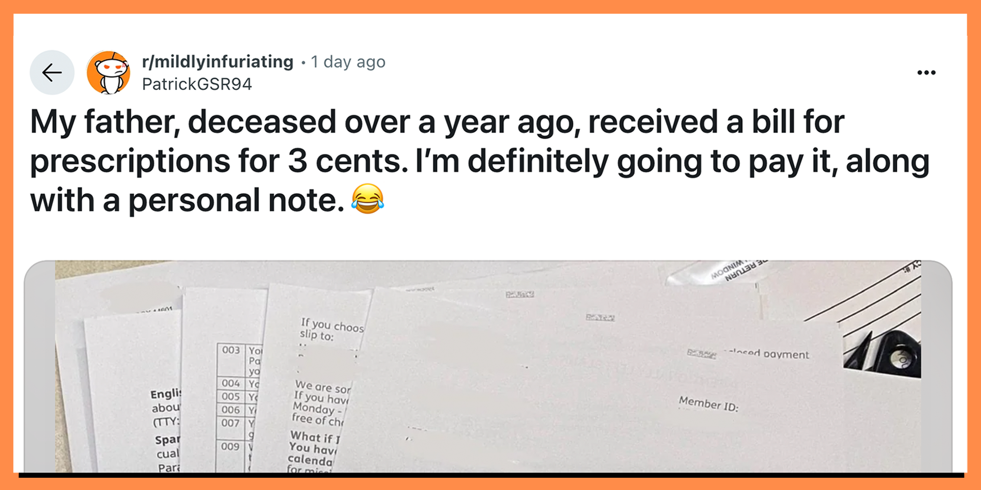 texts, with orange border and image