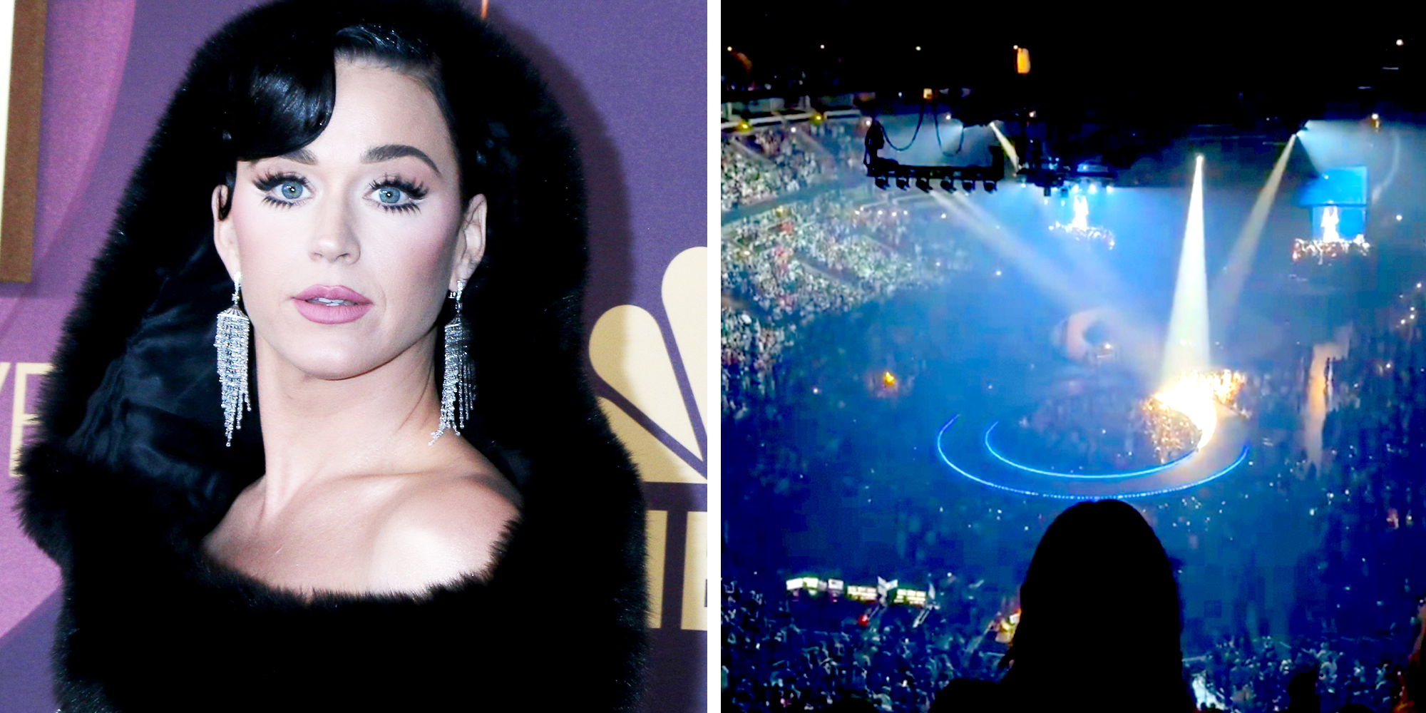 2 Panel image of Katy Perry the singer and crowded concert hall