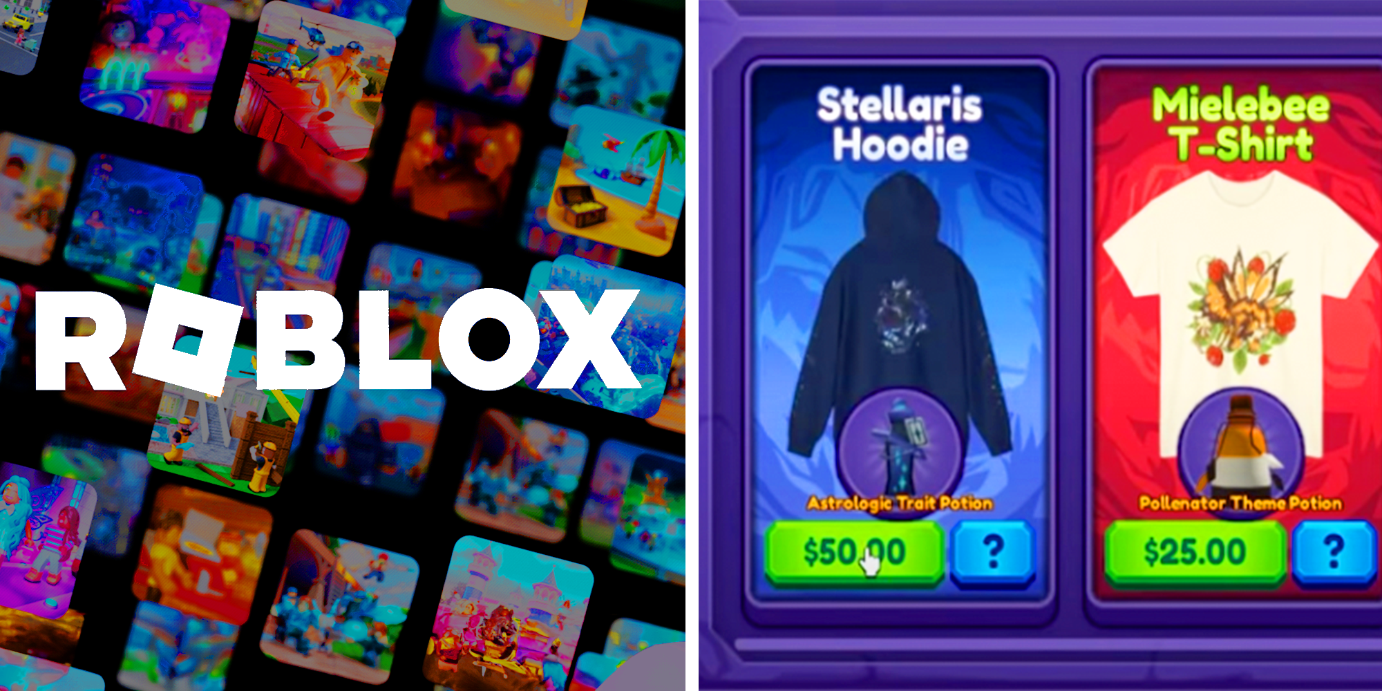 2 Panel Image, roblox logo and gameplay scenes