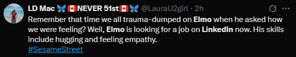 Screenshot from an X post discussing elmo laid off linkedin