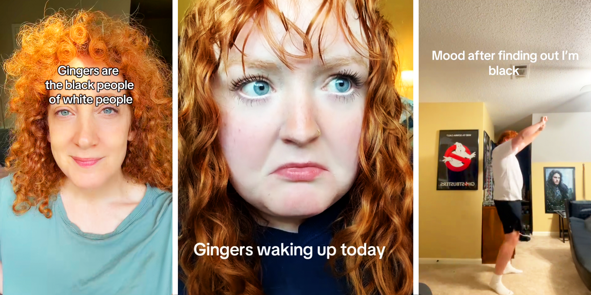 3 Panel Image, people with Orange hair