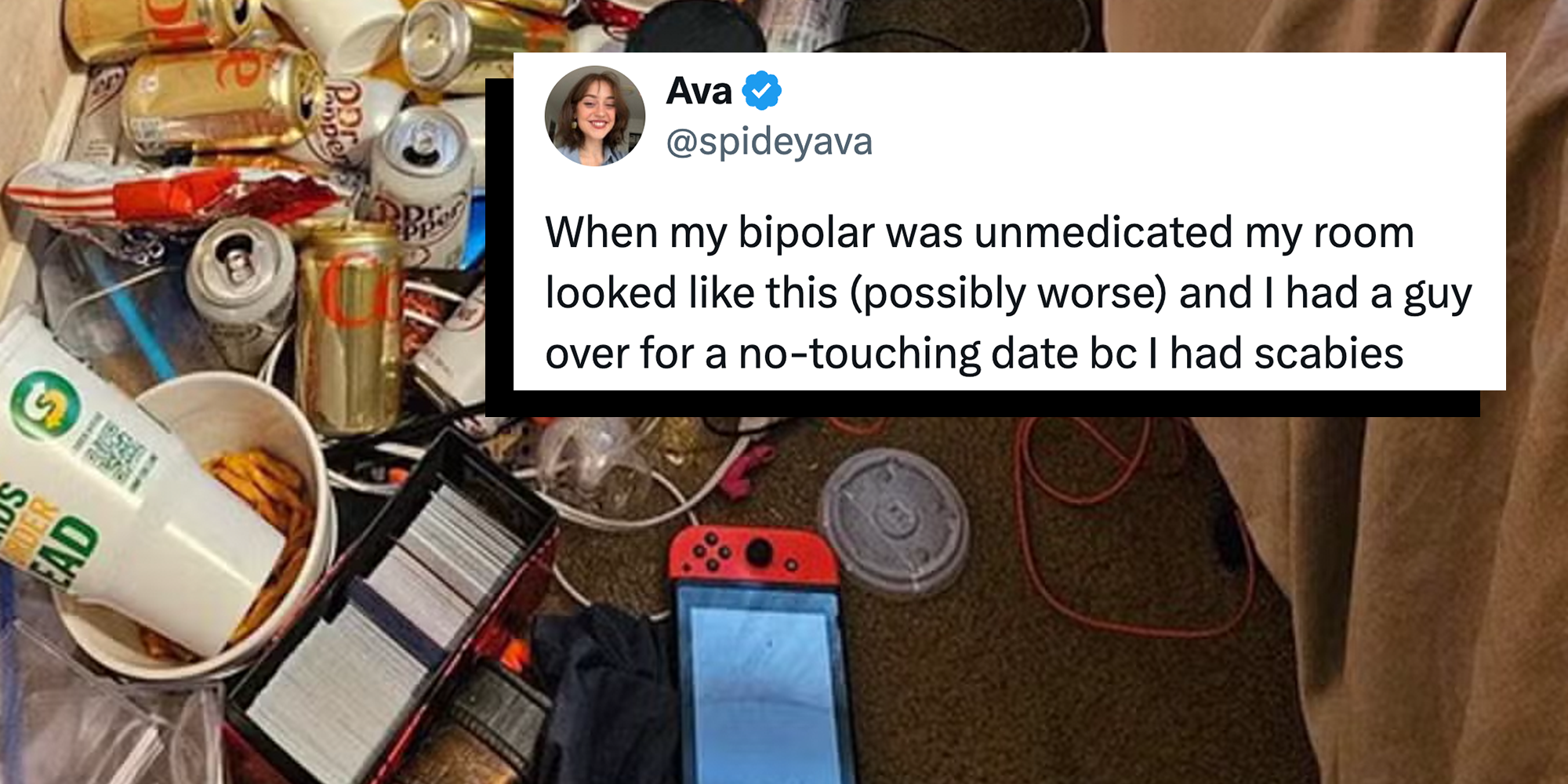 messy room with a tweet