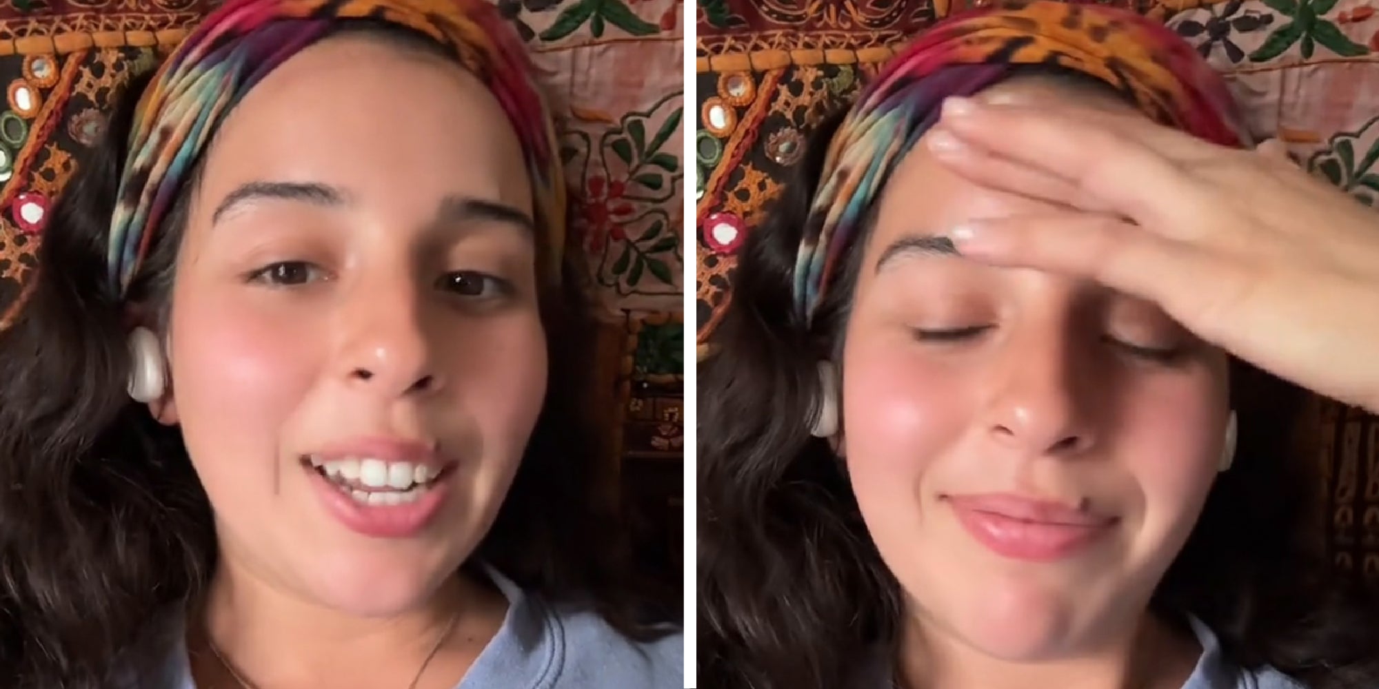 2 panel image showing a person explaining the story.