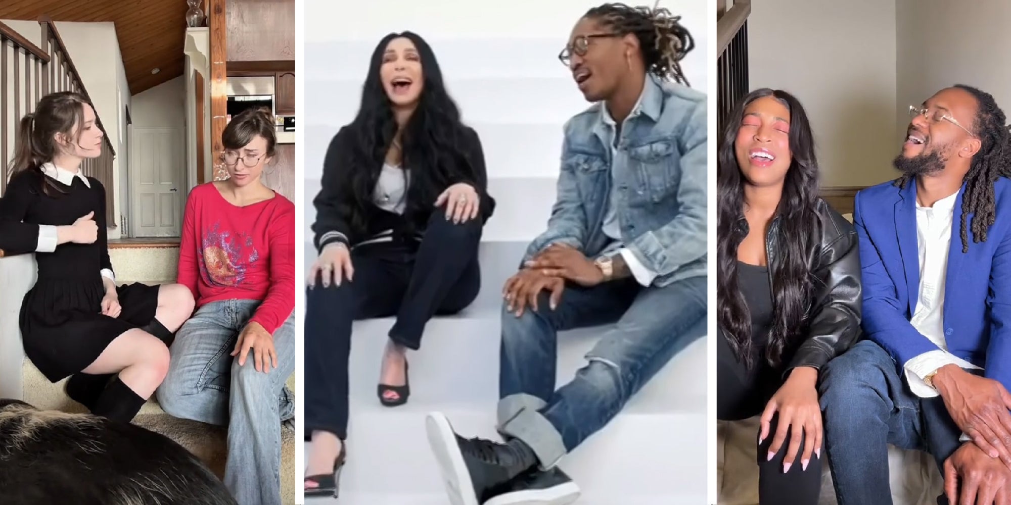 3 panel image of the original GAP commercial and 2 lip syncs on the sides.