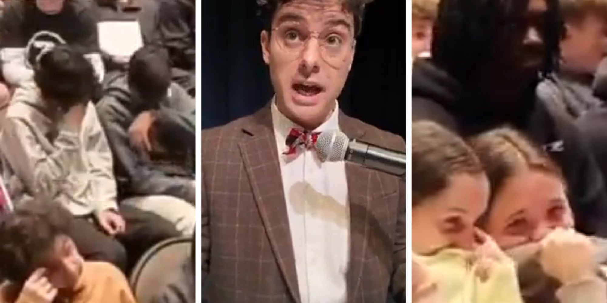 Xiaoma, a polyglot speaks to a group of students at West City High School.