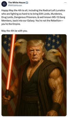 The White House's tweet showing Trump as a Sith Lord.