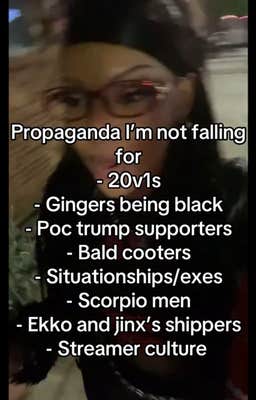 Propaganda I'm not falling for TikTok video with a woman walking down the street.