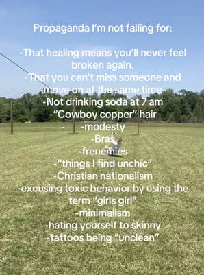 TikTok video with a woman ziplining in a field.