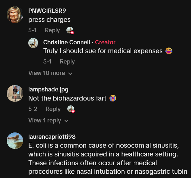 TikTok comments including one reading 'press charges.'