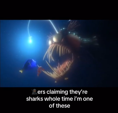 Sharking all summer meme TikTok video with a clip from Finding Nemo.