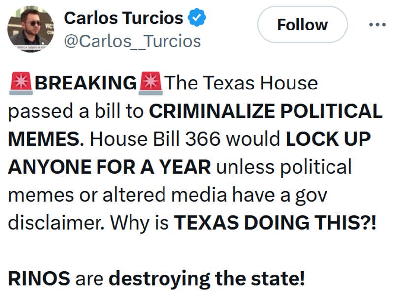 Is texas outlawing political memes not exactly here s what s really