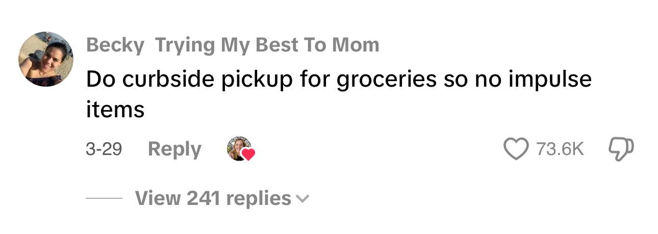 Unhinged money saving hack post about curbside pickup.