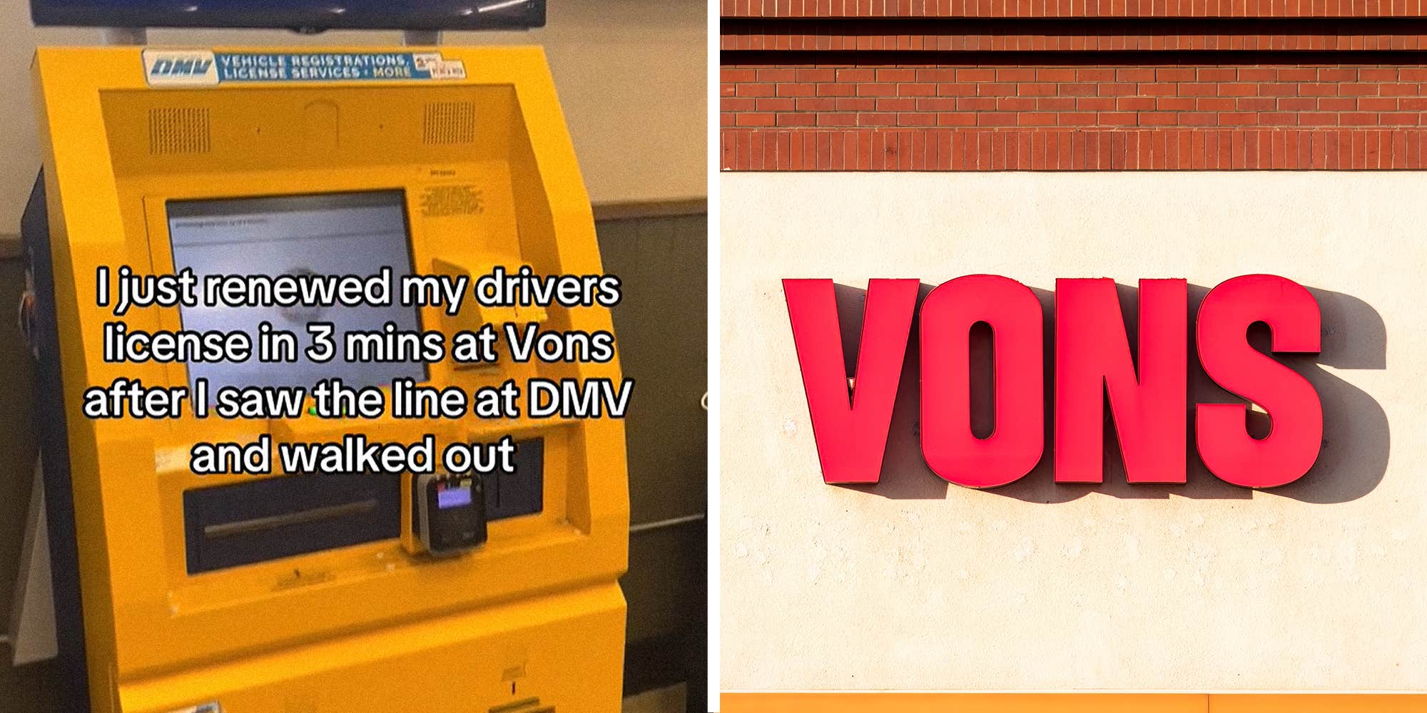‘Shout out mom for telling me this was a thing’: Woman goes to the DMV, sees long line. Then she finds a kiosk at Vons grocery store