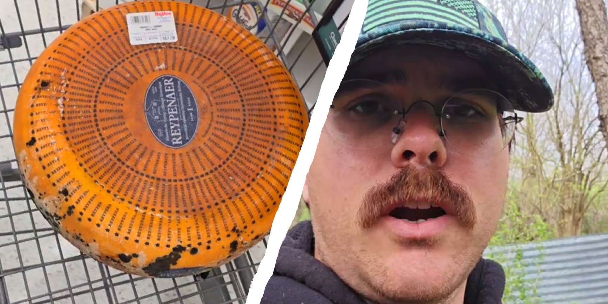 "They entered the weight wrong": Hy-Vee shopper finds huge wheel of Gouda cheese for $17.20. Is it safe to eat even though the rind has "black mold"?