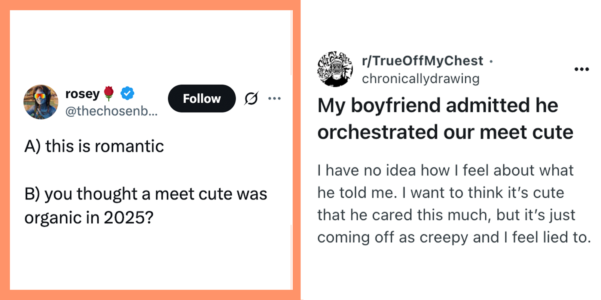 2 Panel image of X and reddit captions