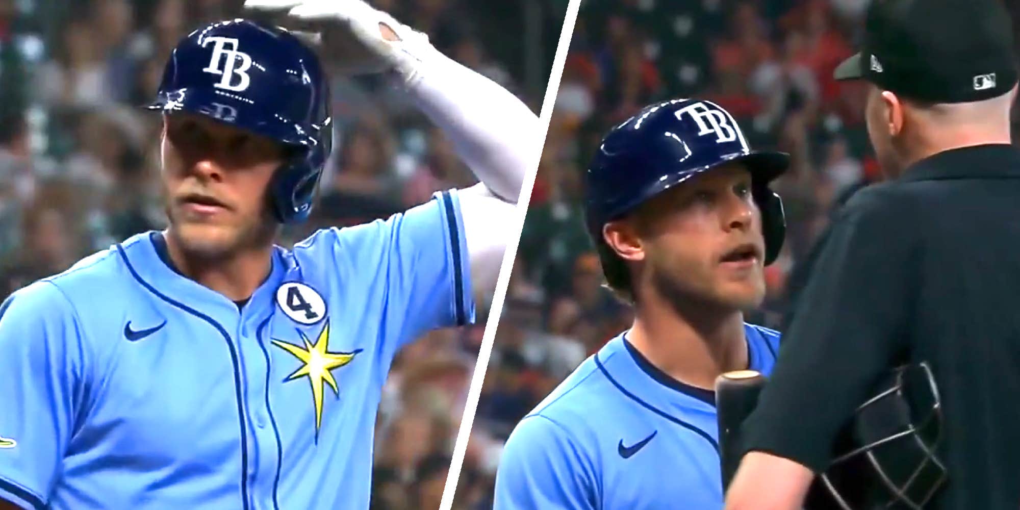 “Bro fully committed to a full on crash out”: Tampa Bay Rays’ Taylor Walls gets ejected from game after tapping his helmet. Now he’s speaking out
