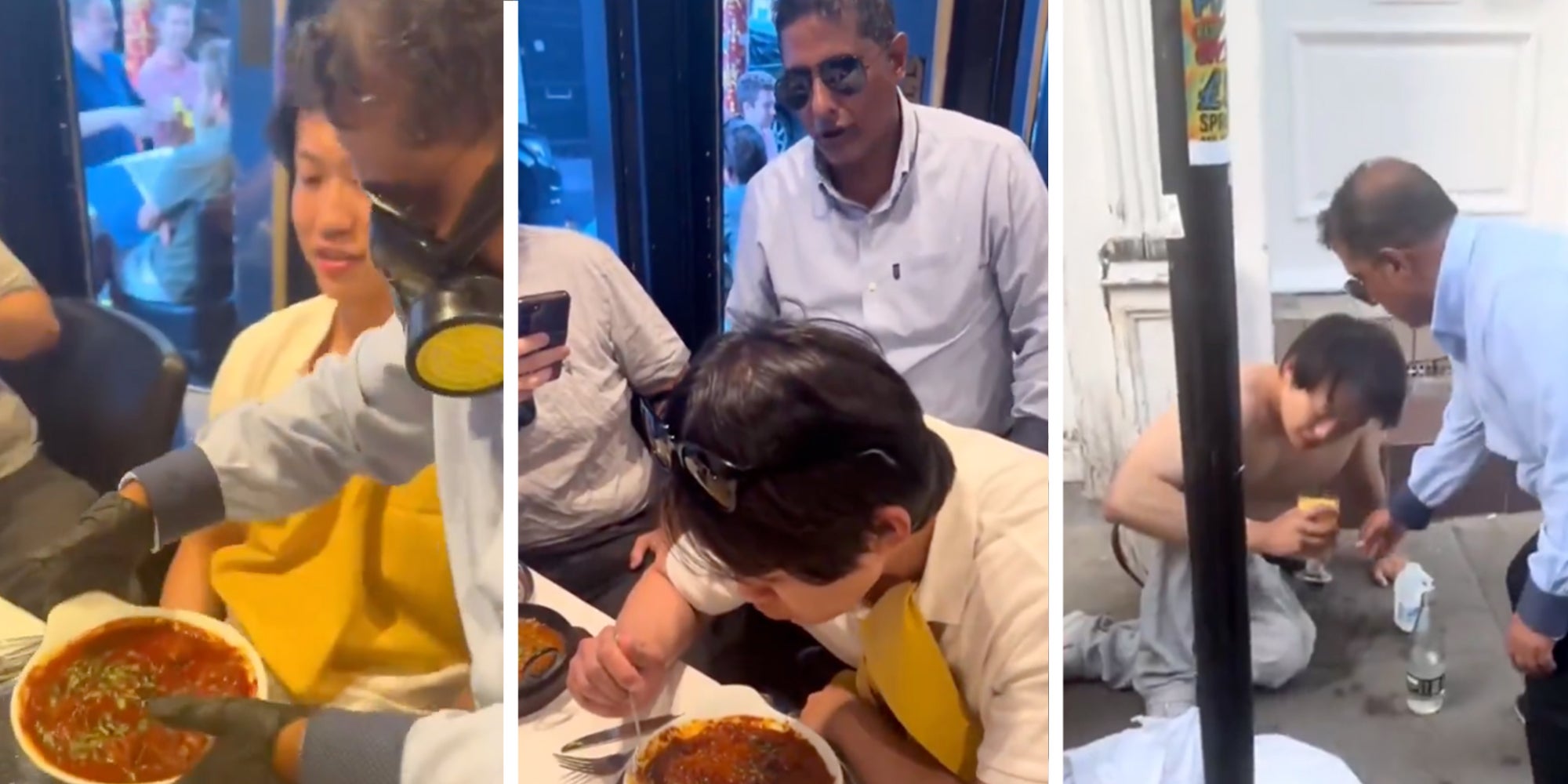Man trying the 'Hottest Curry Challenge' from London restaurant Bengal Village