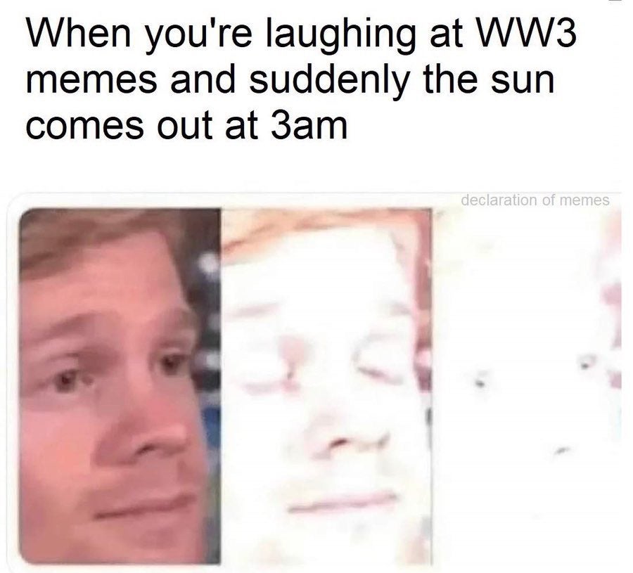 Israel attacking Iran meme about getting nuked in WWIII.