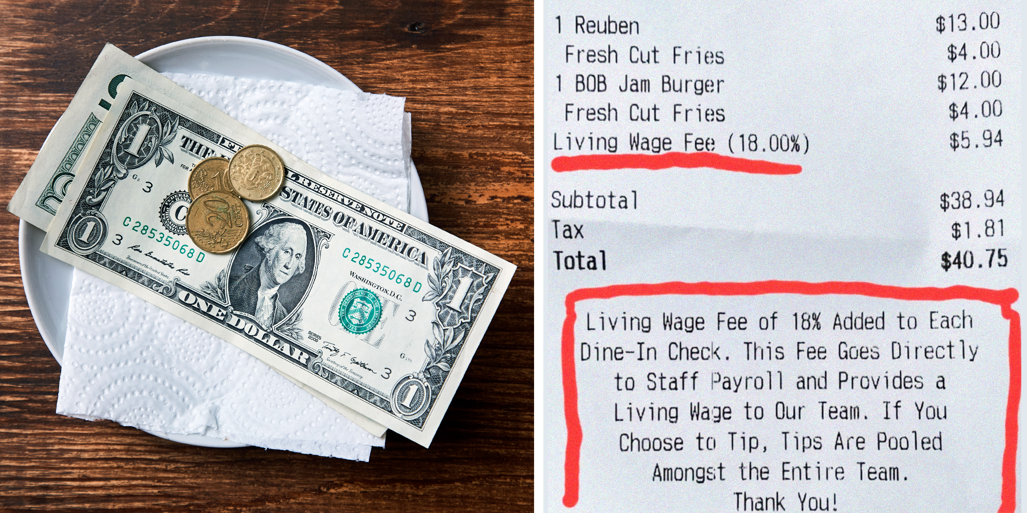 living wage fee tipping complaint