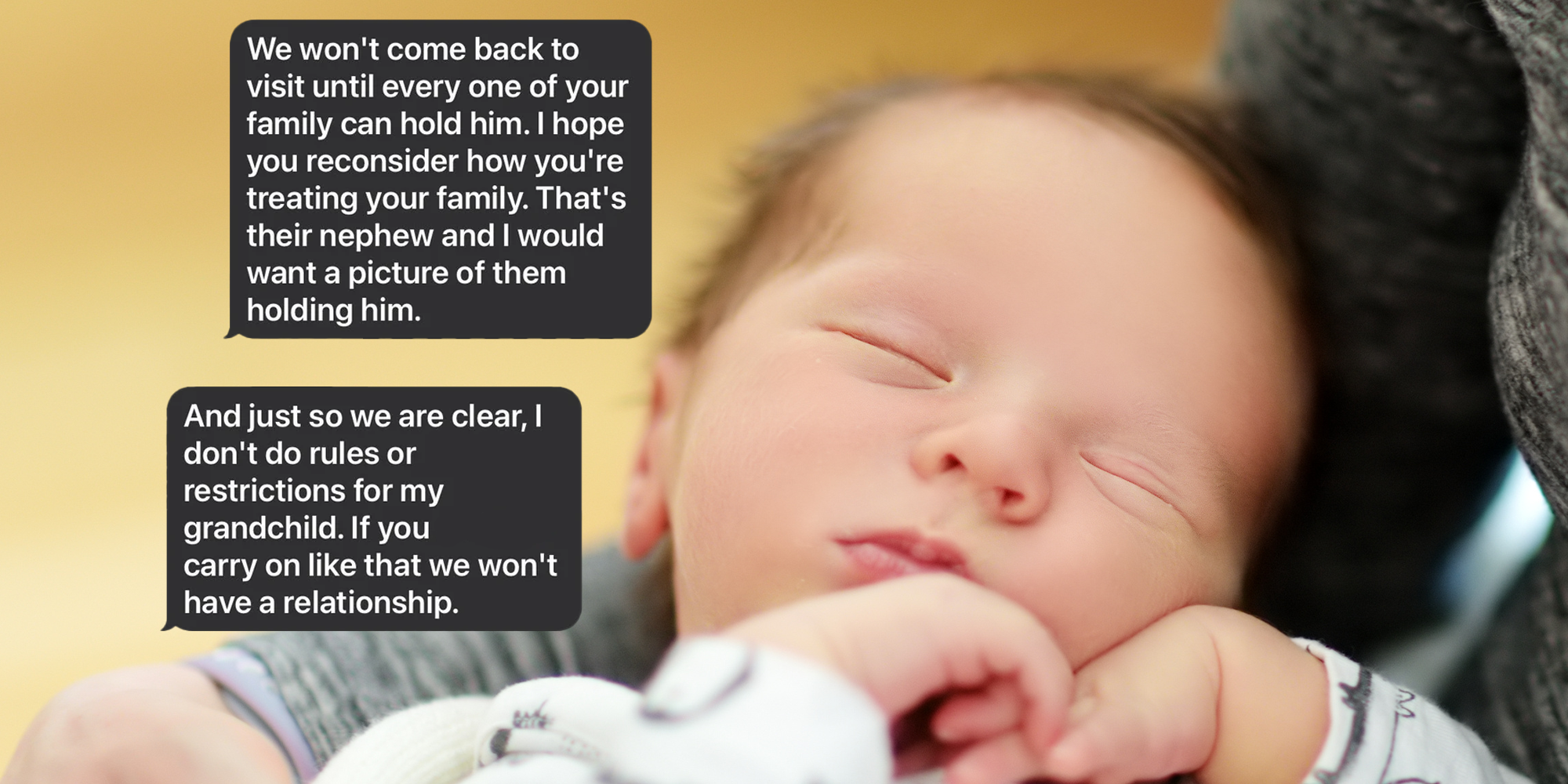 newborn baby being held with texts overlay