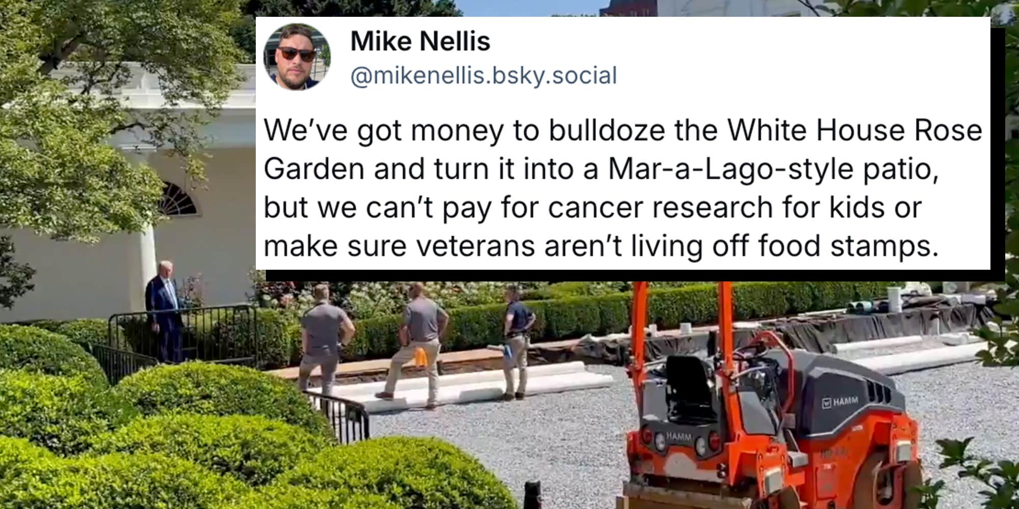 Trump bulldozes White House Rose Garden to start paving over it, outraging critics