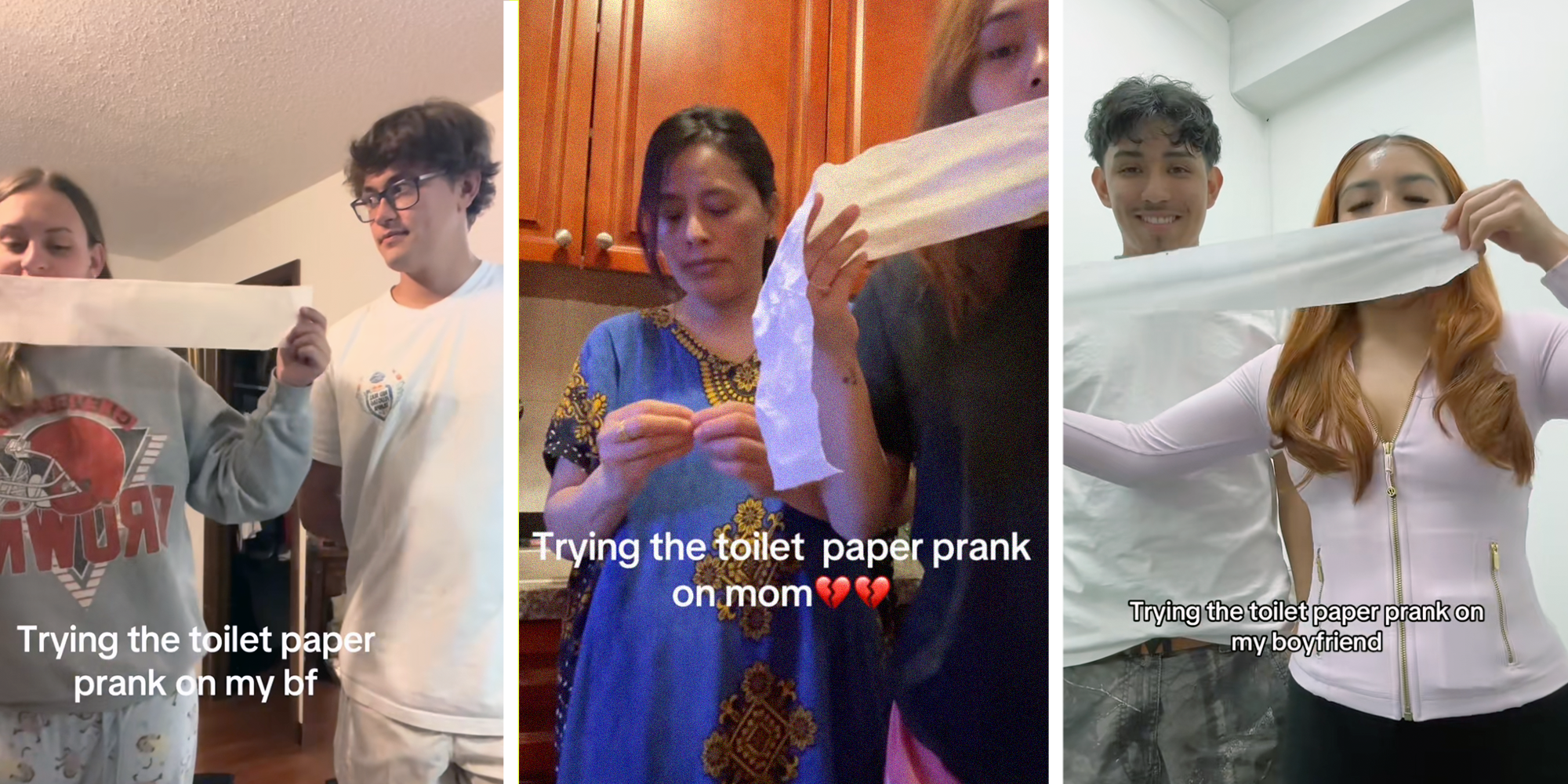 trying the toilet paper prank