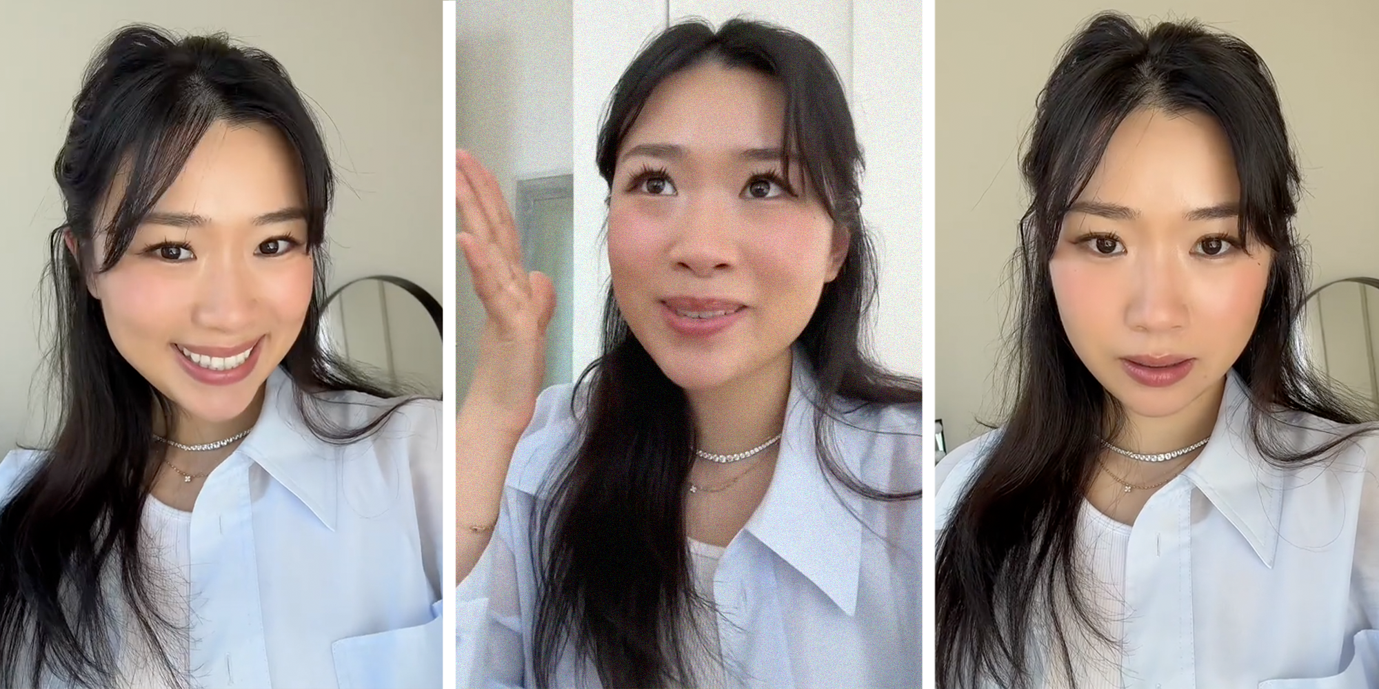 woman smiling two new smiles to camera