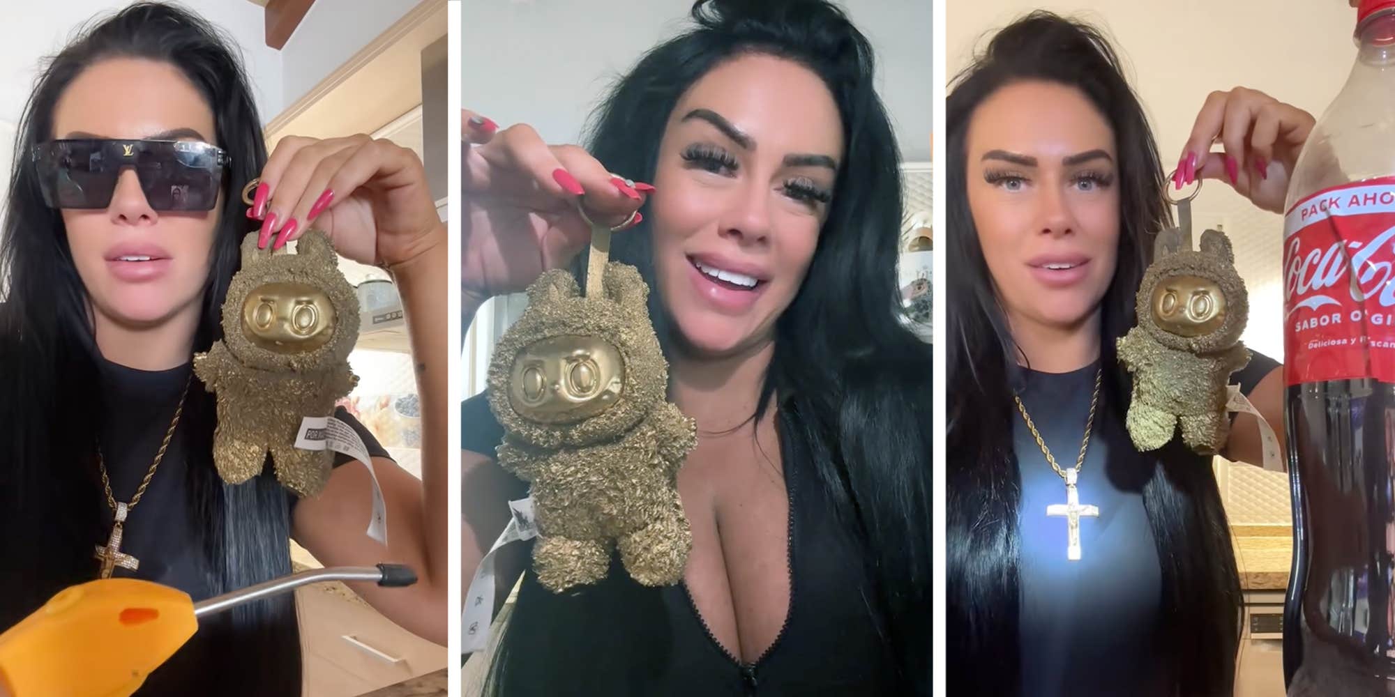 21k Golden Rapper Woman Claims She Has the Only 24K Gold Labubu In The World