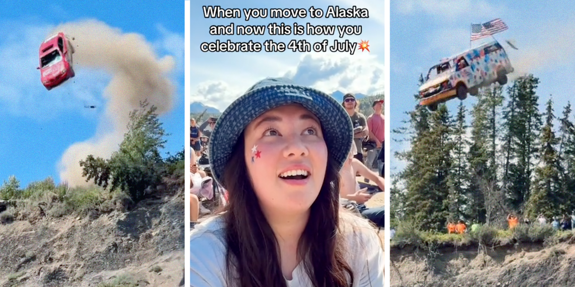 alaska 4th of july driving cars off cliff